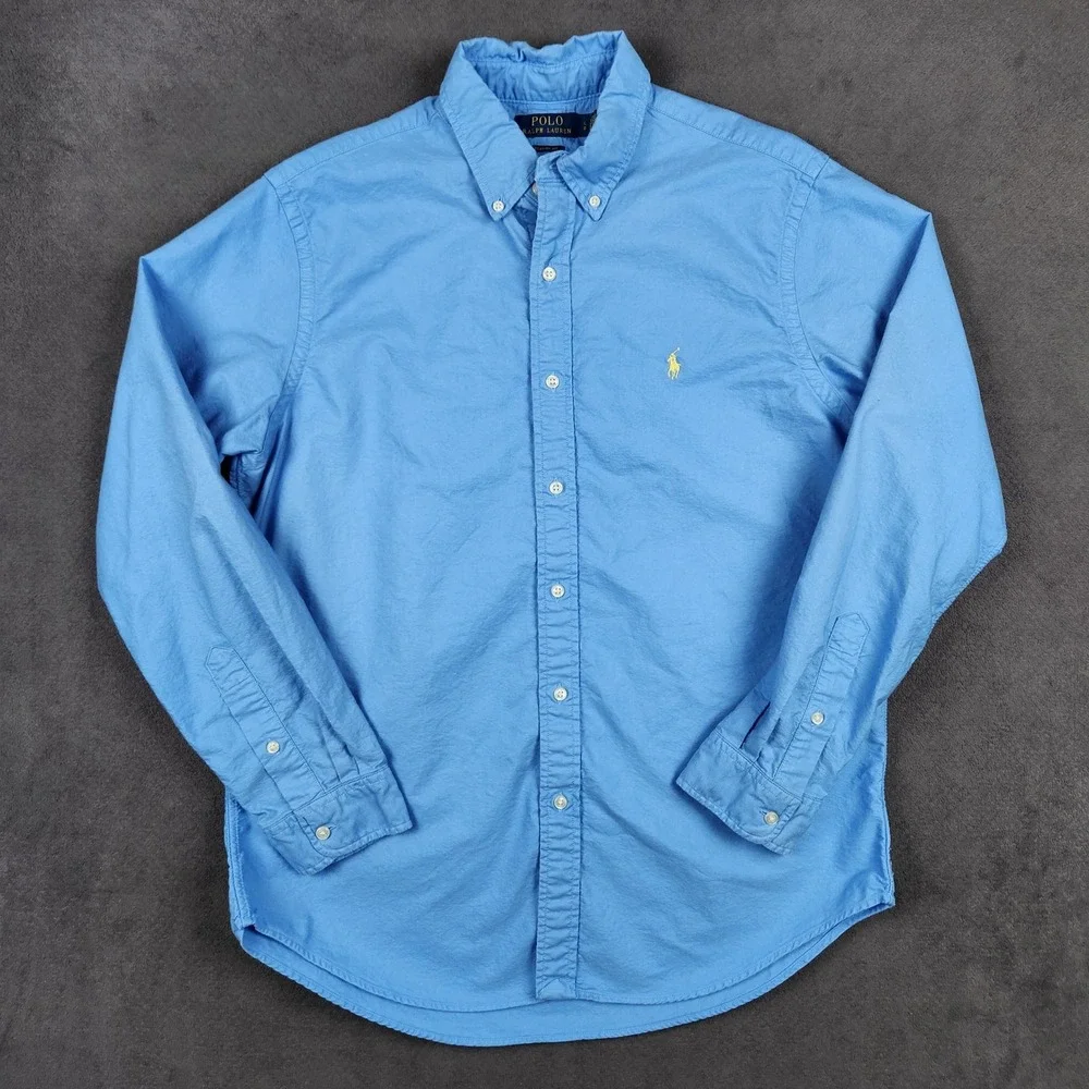 Polo Ralph Lauren Oxford Shirt Mens Large Blue Classic Fit Long Sleeve Button Up